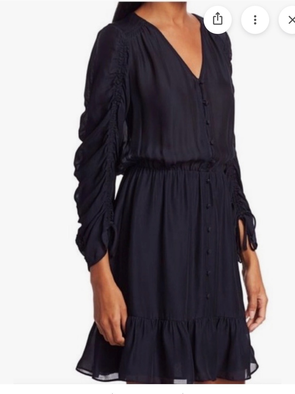 Parker Black V-Neck Ruffled Hem Mini Dress
